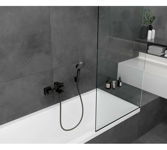Смеситель для ванны Hansgrohe Vernis Shape однорычажный, ВМ, матовый черный 71450670
