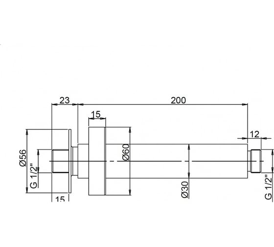 Потолочный держатель для верхнего душа круглый Paini 50PJ744T620BIMT длина 200 мм, золото PVD 60954