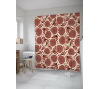 Штора (занавеска) для ванной JoyArty "Японские цветы" из сатена, 180х200 см с крючками, sc_52459