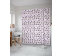 Штора (занавеска) для ванной JoyArty "Элегантные цветы" из сатена, 180х200 см с крючками, sc_54354