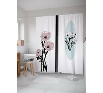 Штора (занавеска) для ванной JoyArty "Маки вдалеке" из сатена, 180х200 см с крючками, sc_53350