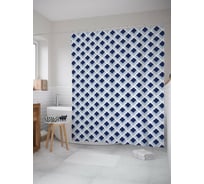 Штора (занавеска) для ванной JoyArty "Геометрический икат" из сатена, 180х200 см с крючками, sc_54939