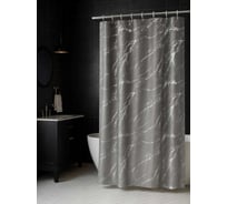 Шторы для ванной комнаты ООО Агростройлидер 180x180см, полиэстр,серый мрамор САД-24.27