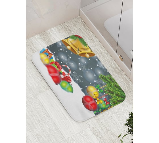 Коврик противоскользящий JoyArty "Шары в снегу" для ванной, сауны, бассейна, bath_21496 1
