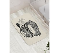 Коврик противоскользящий JoyArty "Курящий череп с усами" для ванной, сауны, бассейна, bath_40067