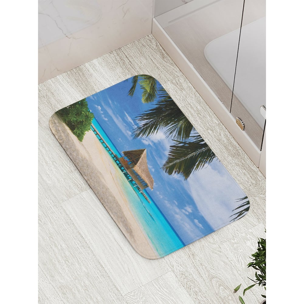 Коврик противоскользящий JoyArty "Домик на пляже" для ванной, сауны ...