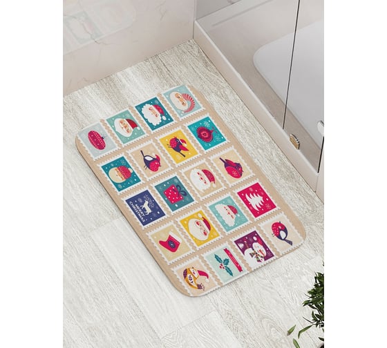Коврик противоскользящий JoyArty "Праздничные марки" для ванной, сауны, бассейна, bath_78639 1