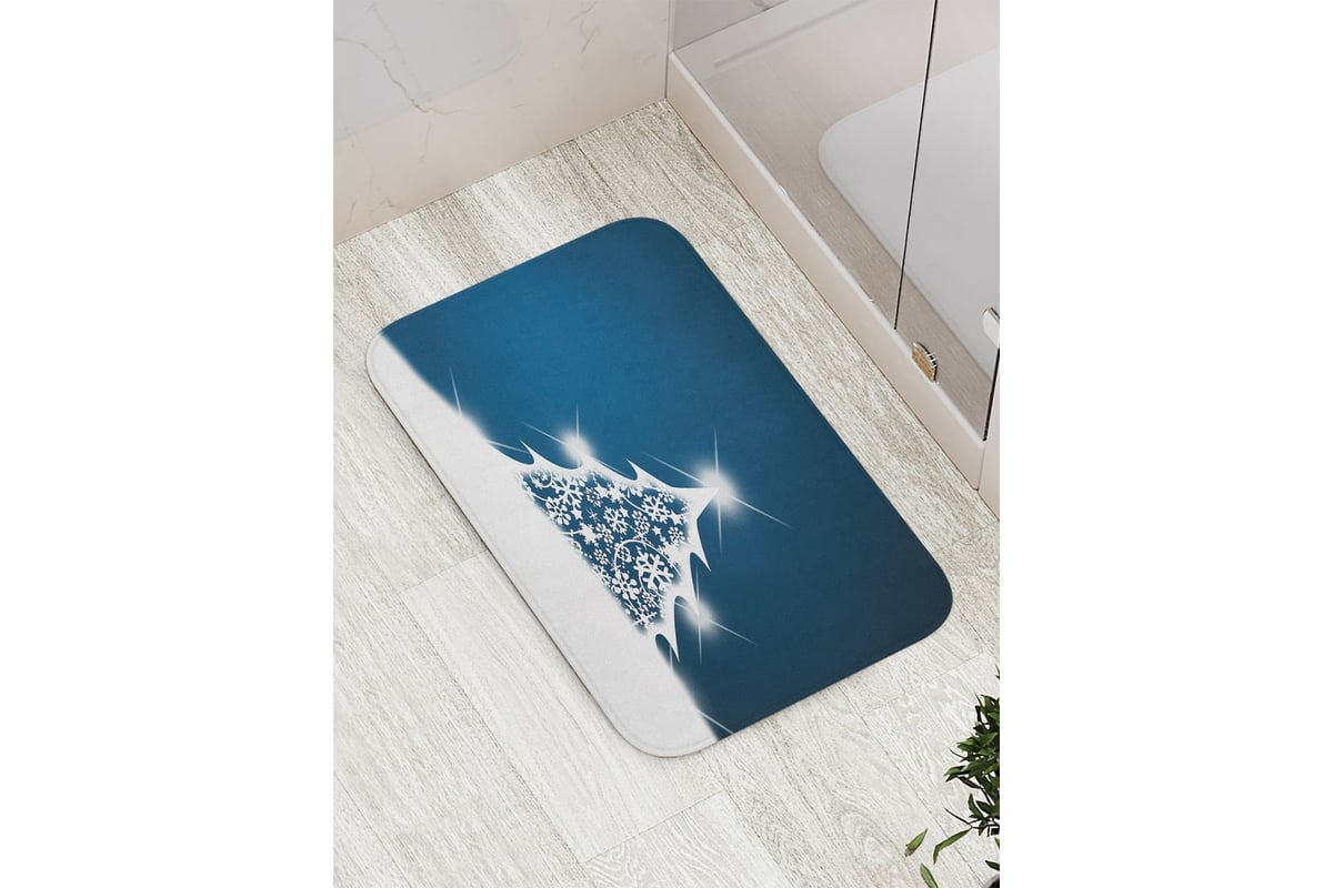 Коврик противоскользящий JoyArty "Снежная ель" для ванной, сауны ...