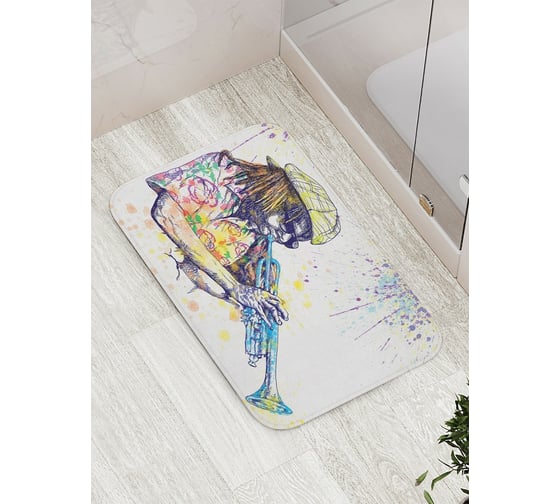 Коврик противоскользящий JoyArty "Трубадур в красках" для ванной, сауны, бассейна, bath_16685