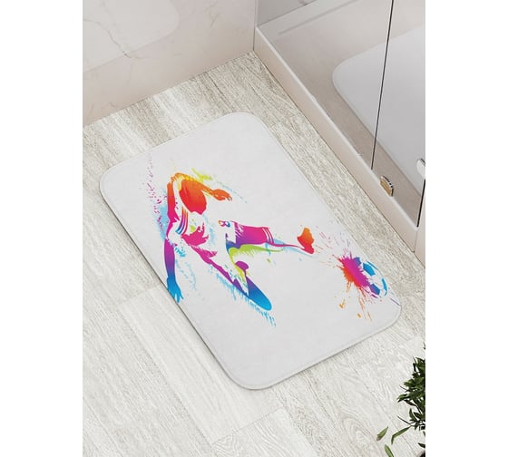 Коврик противоскользящий JoyArty "Радужный футболист" для ванной, сауны, бассейна, bath_17312 1
