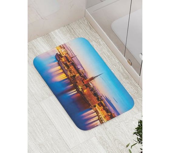 Коврик противоскользящий JoyArty "Вечерний город у реки" для ванной, сауны, бассейна, bath_17456 1