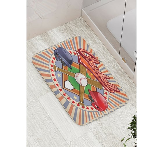 Коврик противоскользящий JoyArty "Символика бейсбола" для ванной, сауны, бассейна, bath_17288 1