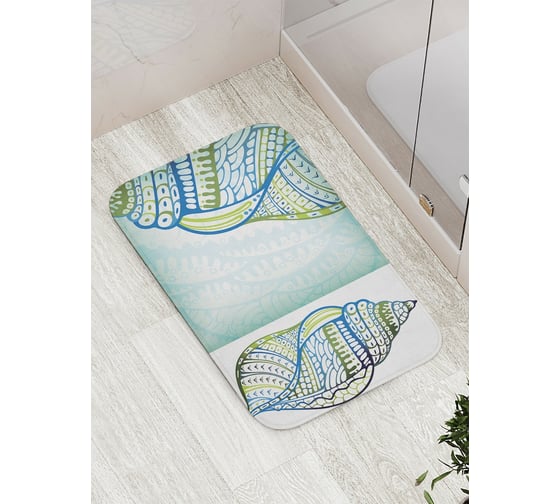 Коврик противоскользящий JoyArty "Ракушка с росписью" для ванной, сауны, бассейна, bath_17272 1