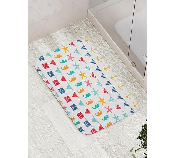 Коврик противоскользящий JoyArty "Морская символика" для ванной, сауны, бассейна, bath_7228 1
