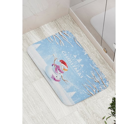 Коврик противоскользящий JoyArty "Веселый снеговик" для ванной, сауны, бассейна, bath_20299 1