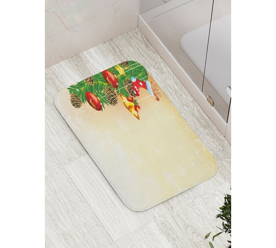 Коврик противоскользящий JoyArty "Праздничные шишки" для ванной, сауны, бассейна, bath_18934 1