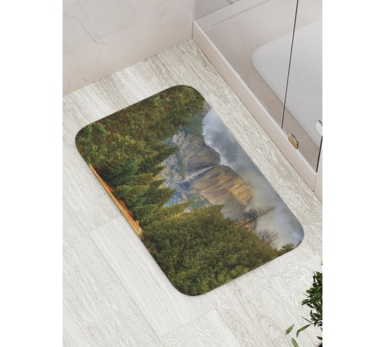 Коврик противоскользящий JoyArty "Горы в облаках" для ванной, сауны, бассейна, bath_19022 1