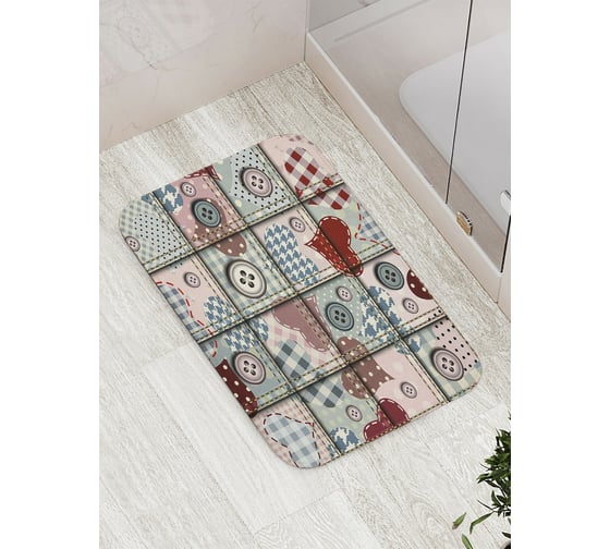 Коврик противоскользящий JoyArty "Ретро с пуговицами" для ванной, сауны, бассейна, bath_18866 1