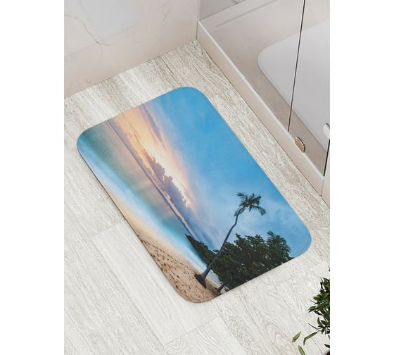 Коврик противоскользящий JoyArty "Пляжный закат" для ванной, сауны, бассейна, bath_21022 1
