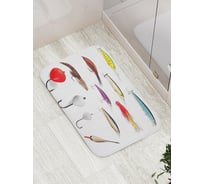 Коврик противоскользящий JoyArty "Атрибуты рыбака" для ванной, сауны, бассейна, bath_21319