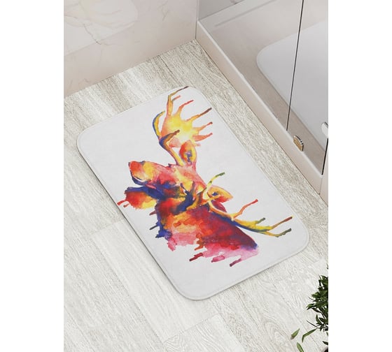 Коврик противоскользящий JoyArty "Лось в красках" для ванной, сауны, бассейна, bath_22289