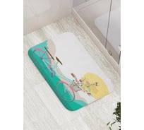 Коврик противоскользящий JoyArty "Велосипед с цветами" для ванной, сауны, бассейна, bath_4878