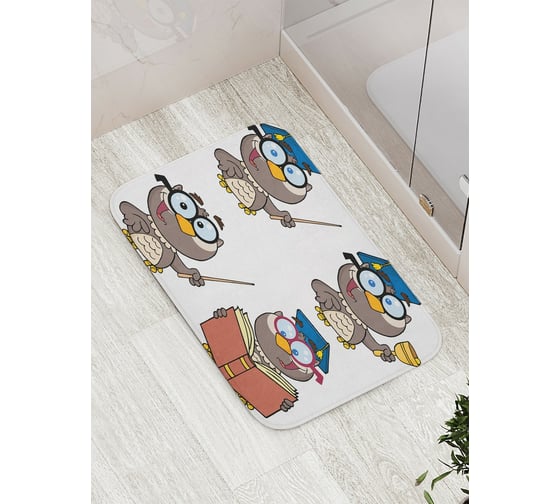 Коврик противоскользящий JoyArty "Умная сова" для ванной, сауны, бассейна, bath_4506 1