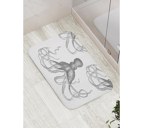 Коврик противоскользящий JoyArty "Трио осьминогов" для ванной, сауны, бассейна, bath_4418 1