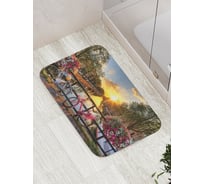 Коврик противоскользящий JoyArty "Велосипеды на мосту" для ванной, сауны, бассейна, bath_2038