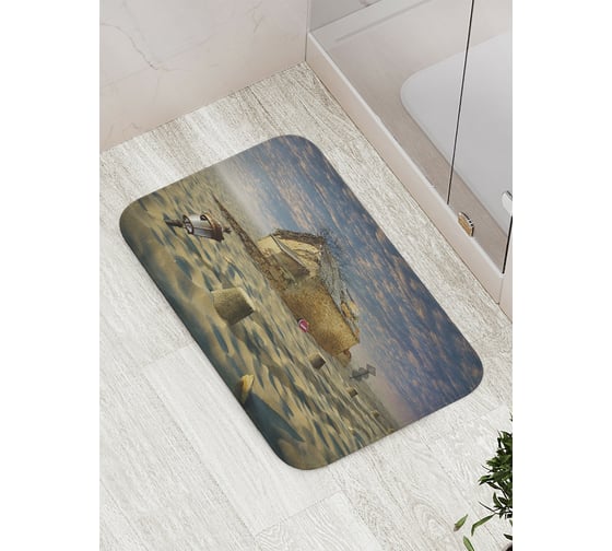 Коврик противоскользящий JoyArty "Заброшенная хижина в пустыне" для ванной, сауны, бассейна, bath_4601 1