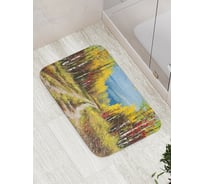 Коврик противоскользящий JoyArty "Дорога в березовой роще" для ванной, сауны, бассейна, bath_2518