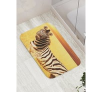 Коврик противоскользящий JoyArty "Зебра с любопытством" для ванной, сауны, бассейна, bath_2519