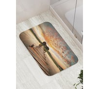 Коврик противоскользящий JoyArty "Мост у деревни" для ванной, сауны, бассейна, bath_2726