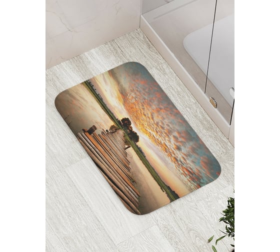 Коврик противоскользящий JoyArty "Мост у деревни" для ванной, сауны, бассейна, bath_2726 1