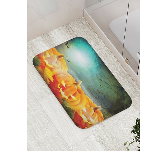 Коврик противоскользящий JoyArty "Тыквы Хэллоуина" для ванной, сауны, бассейна, bath_5599 1