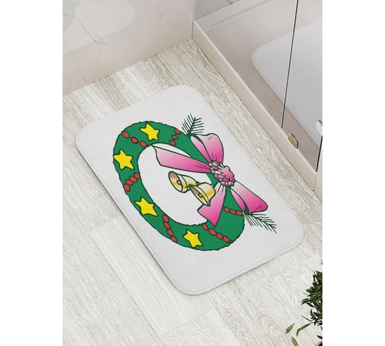 Коврик противоскользящий JoyArty "Праздничный обруч" для ванной, сауны, бассейна, bath_5630 1