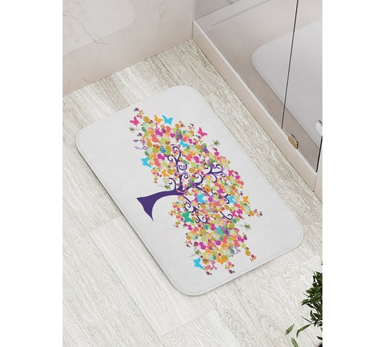 Коврик противоскользящий JoyArty "Дерево и бабочки" для ванной, сауны, бассейна, bath_4909 1