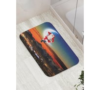 Коврик противоскользящий JoyArty "Санта наблюдает с луны" для ванной, сауны, бассейна, bath_5742