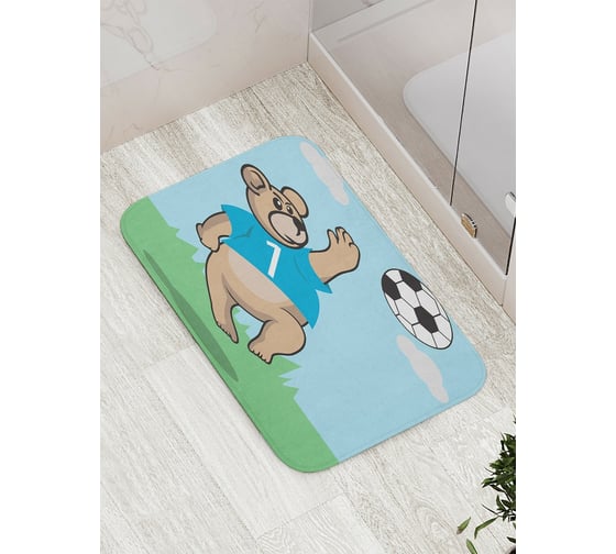 Коврик противоскользящий JoyArty "Мишка футболист" для ванной, сауны, бассейна, bath_5057 1