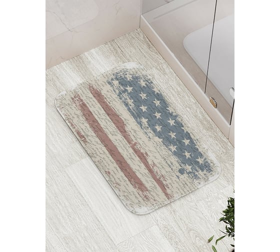 Коврик противоскользящий JoyArty "Американский флаг и письмо" для ванной, сауны, бассейна, bath_5037 1