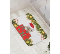 Коврик противоскользящий JoyArty "Кошачий Санта" для ванной, сауны, бассейна, bath_5740