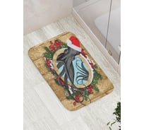 Коврик противоскользящий JoyArty "Осьминог в рождественском венке" для ванной, сауны, бассейна, bath_5774