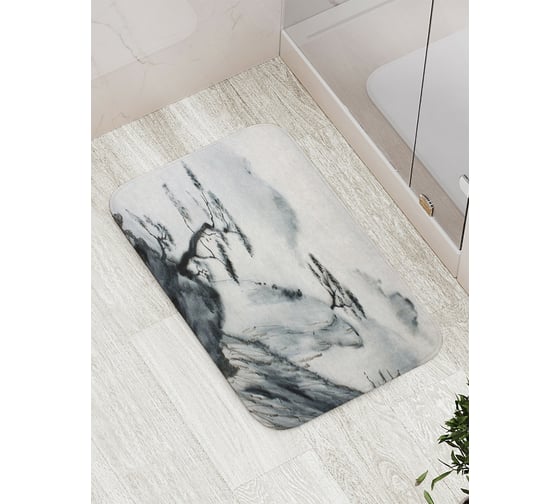 Коврик противоскользящий JoyArty "Туманный горный лес" для ванной, сауны, бассейна, bath_5570 1
