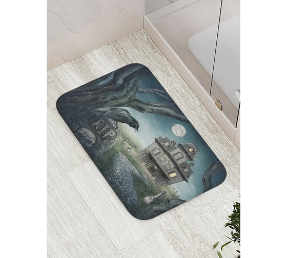Коврик противоскользящий JoyArty "Старый замок в полнолуние" для ванной, сауны, бассейна, bath_5849 1