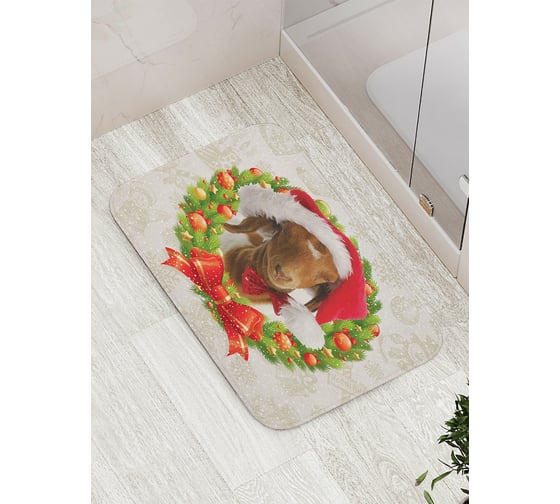 Коврик противоскользящий JoyArty "Новогодний козел" для ванной, сауны, бассейна, bath_5587 1