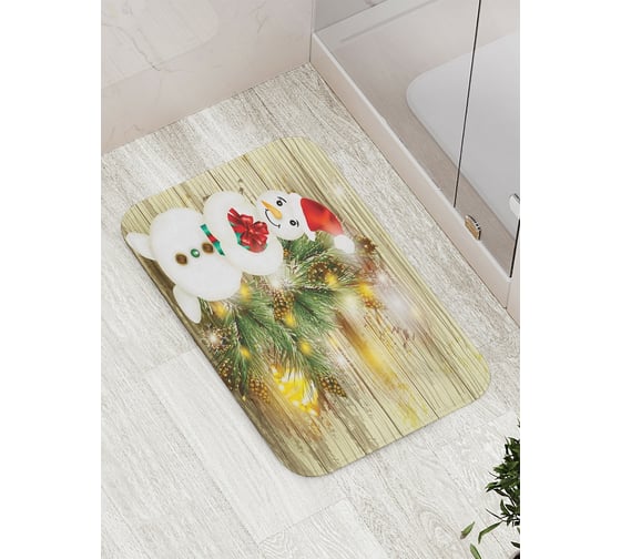 Коврик противоскользящий JoyArty "Веселый снеговик" для ванной, сауны, бассейна, bath_5759 1