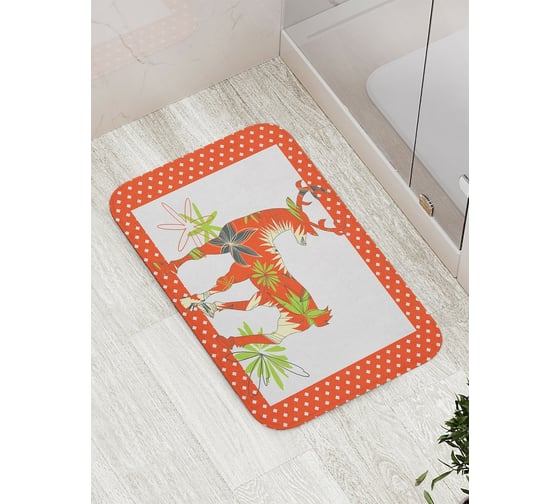Коврик противоскользящий JoyArty "Олень в листьях" для ванной, сауны, бассейна, bath_5820 1
