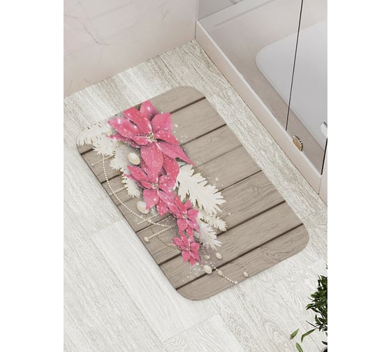 Коврик противоскользящий JoyArty "Новогодние цветы" для ванной, сауны, бассейна, bath_5596 1