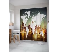 Штора (занавеска) для ванной JoyArty "Карта на небоскребах" из сатена, 180х200 см с крючками, sc_39285