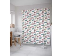 Штора (занавеска) для ванной JoyArty "Сумки и клатчи" из сатена, 180х200 см с крючками, sc_31954